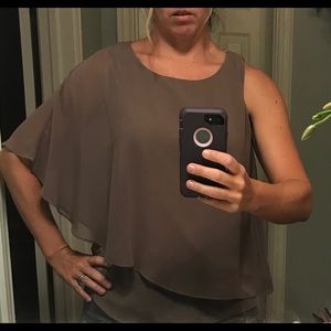 One shoulder mocha blouse-NWT